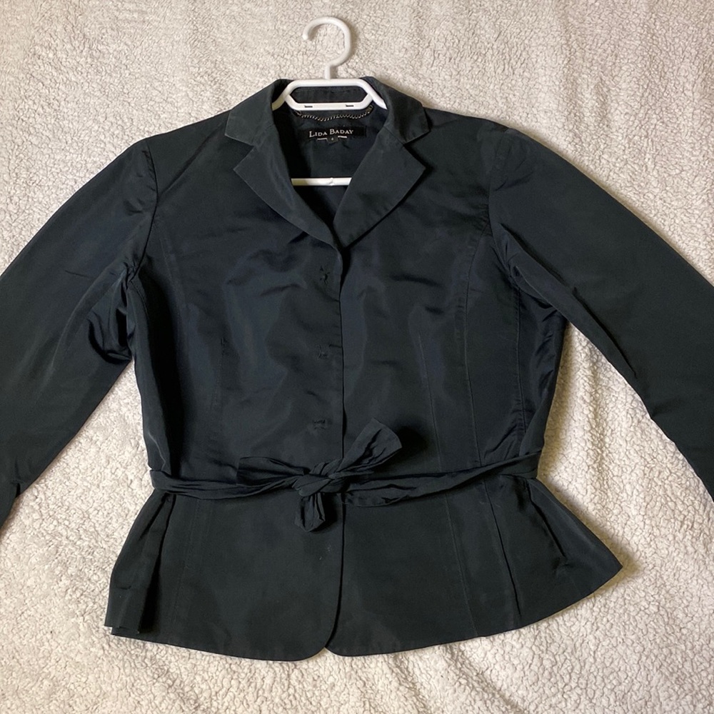 LIDA BADAY black classy button down dress shirt, size 6